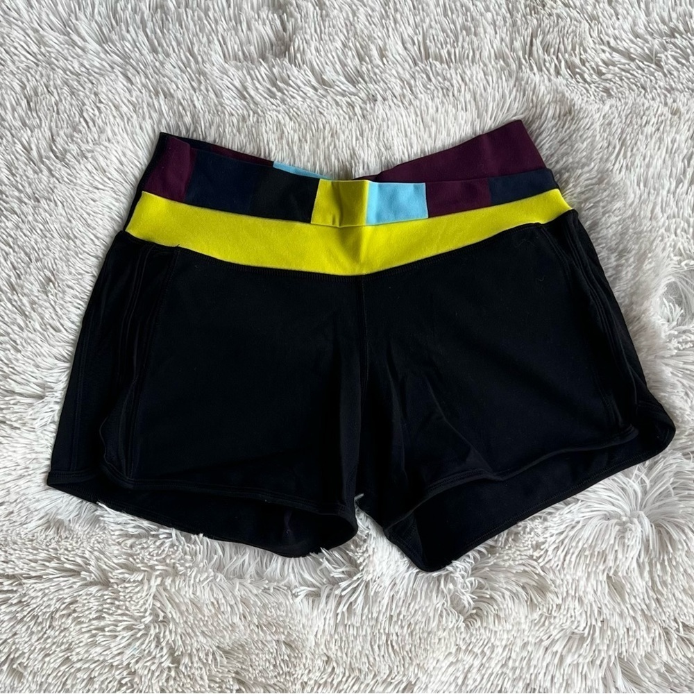 lululemon athletica Black Athletic Shorts with Colorful Waistband - Picture 4 of 7